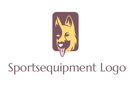 abstract dog in rectangle shape logo