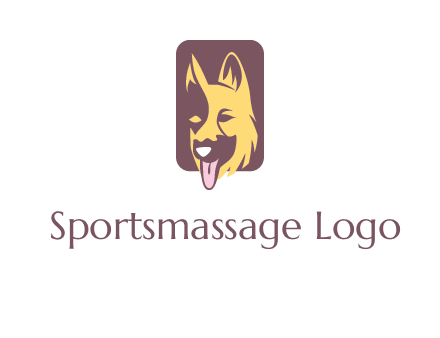abstract dog in rectangle shape logo