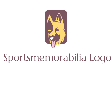 abstract dog in rectangle shape logo