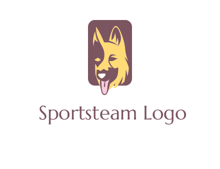 abstract dog in rectangle shape logo