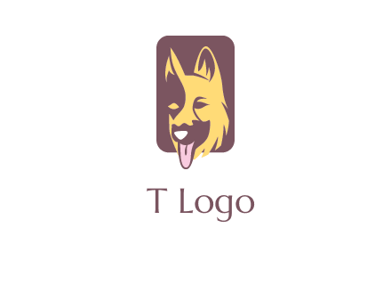 abstract dog in rectangle shape logo