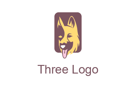 abstract dog in rectangle shape logo