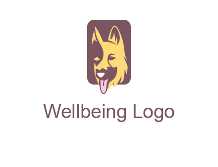 abstract dog in rectangle shape logo
