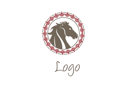 horse inside an emblem logo