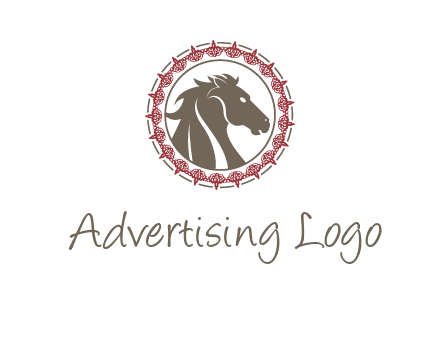 horse inside an emblem logo