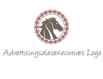 horse inside an emblem logo