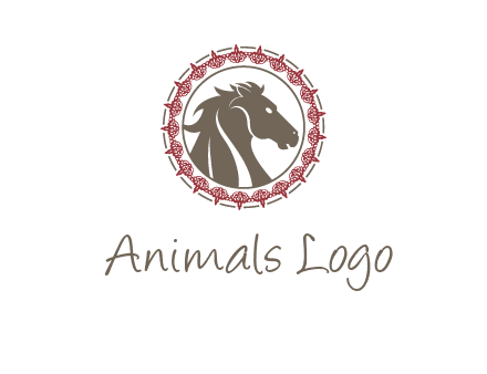 horse inside an emblem logo