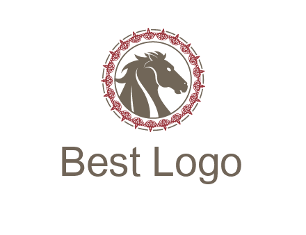 horse inside an emblem logo