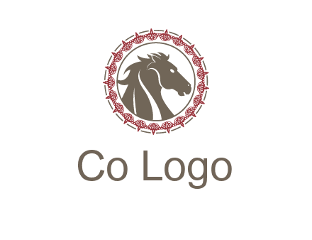 horse inside an emblem logo