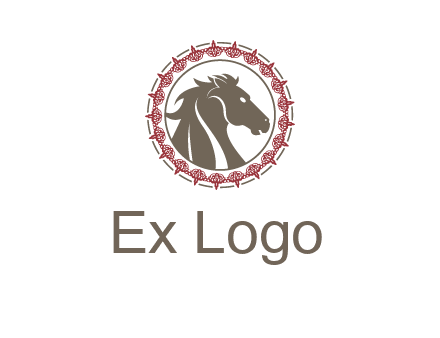 horse inside an emblem logo