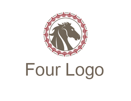 horse inside an emblem logo