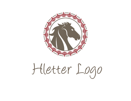 horse inside an emblem logo