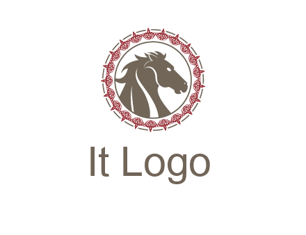 horse inside an emblem logo