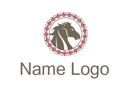 horse inside an emblem logo