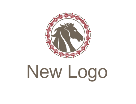 horse inside an emblem logo