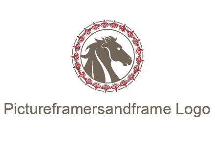 horse inside an emblem logo