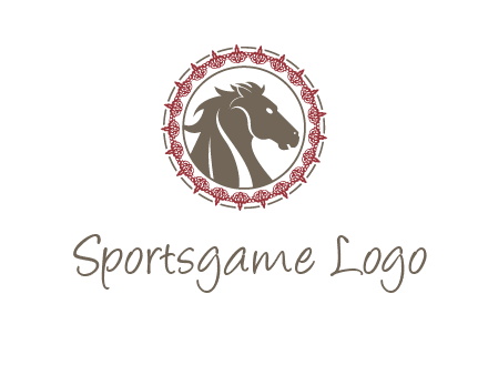 horse inside an emblem logo