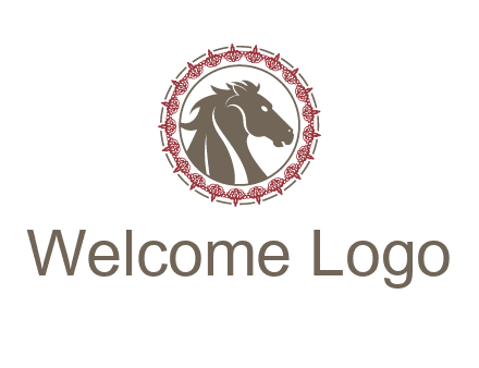 horse inside an emblem logo