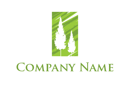 trees inside rectangle shape with shades logo
