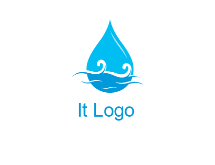 abstract waves with water drop logo