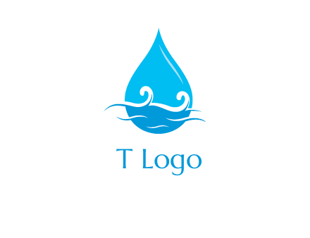 abstract waves with water drop logo