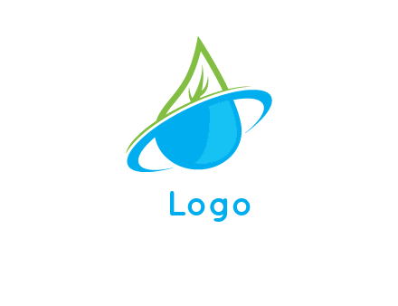 water drop with leaf separated by swoosh logo