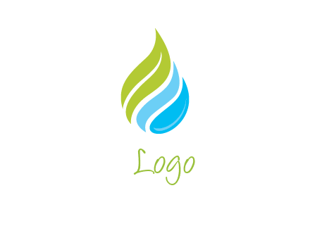 abstract water drop mixed with leaf logo