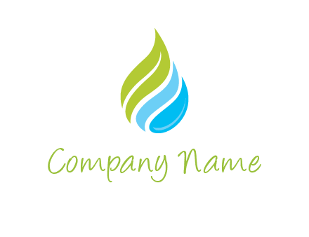 abstract water drop mixed with leaf logo