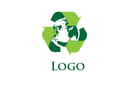 globe inside recycling arrows logo