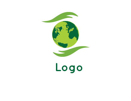 globe with abstract caring hand logo