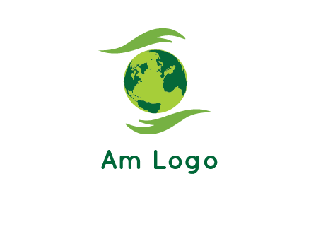 globe with abstract caring hand logo