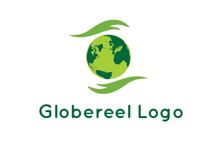 globe with abstract caring hand logo