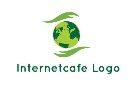 globe with abstract caring hand logo