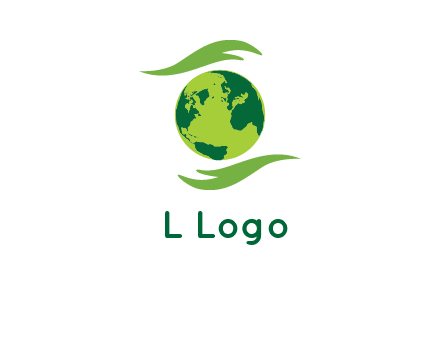 globe with abstract caring hand logo