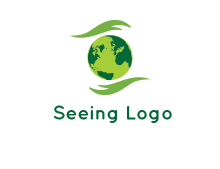 globe with abstract caring hand logo