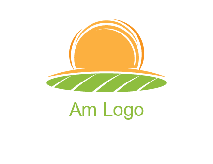 farm field with rising sun logo