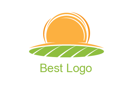 farm field with rising sun logo