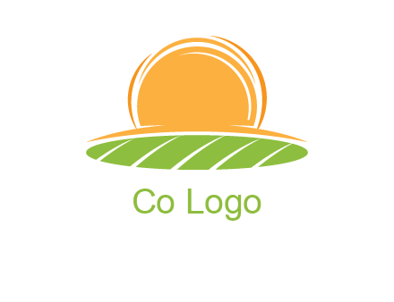 farm field with rising sun logo