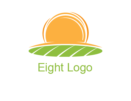 farm field with rising sun logo