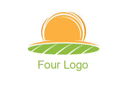 farm field with rising sun logo