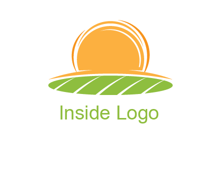 farm field with rising sun logo