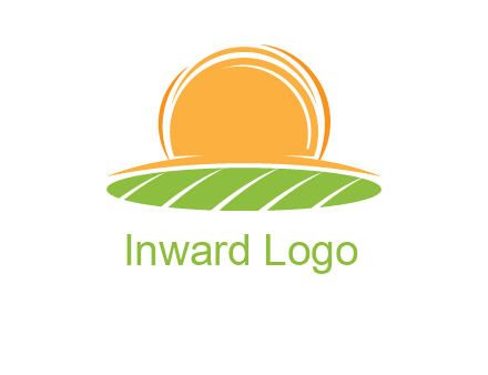 farm field with rising sun logo