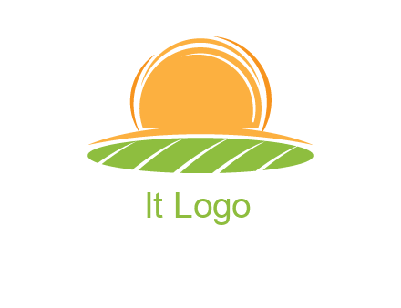 farm field with rising sun logo