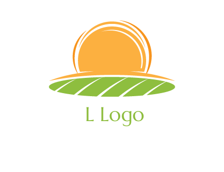 farm field with rising sun logo