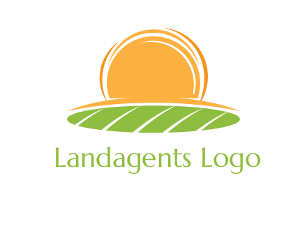 farm field with rising sun logo