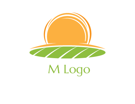 farm field with rising sun logo