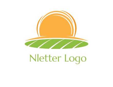 farm field with rising sun logo