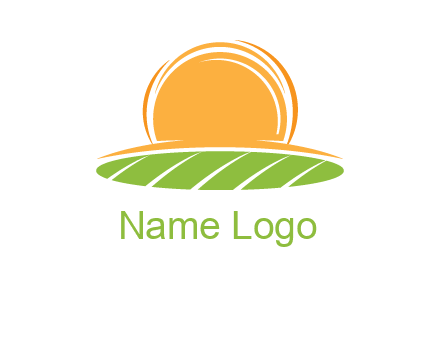 farm field with rising sun logo