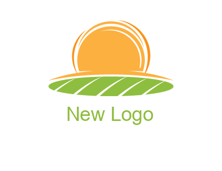 farm field with rising sun logo