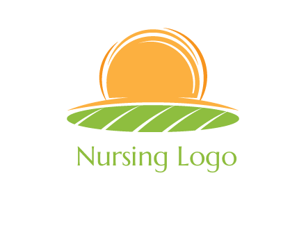 farm field with rising sun logo